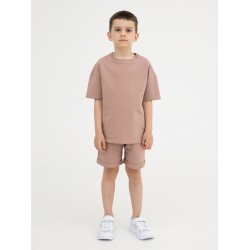 75-60 ФТ Костюм однотонный (футболка+шорты), бежевый. 75-60 ФТ Костюм однотонный (футболка+шорты), бежевый.